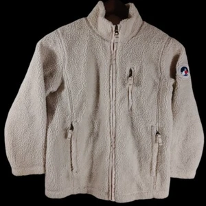 Lands End Boys Girls High Peaks Rescue Patch Sherpa Thick Beige Jacket Sz S 7-8 - Picture 1 of 9
