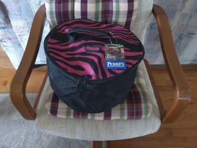 PERRI'S ROSA CEBRA CORDURA Nylon Montar Ecuestre Forrado Casco Bolso con Asa 8"" Foto 1 de 4