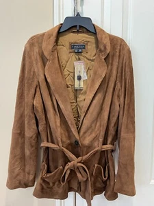 PERUVIAN CONNECTION Vignoni Jacke Mantel 100% Leder Wildleder US Gr. 18 NEU Neu mit Etikett - Bild 1 von 8