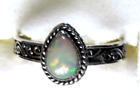 Ethiopian Opal Stackable Solitaire Ring / size 11 / 925 Sterling Silver / 3.2g