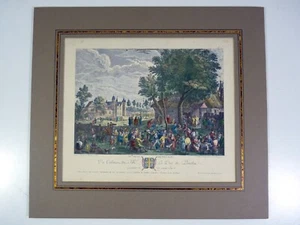 Gravure couleurs XVIII° FÊTE DE VILLAGE terminée par Jacque-Philippe Le Bas 1771 - Picture 1 of 8
