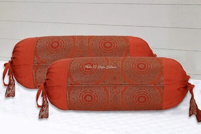 Tube Pillow Case Brocade Jacquard For Under Knees Bolster Cover 18 x 8 in - Image 1 of 4