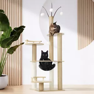 Alopet Cat Tree Tower Scratching Post Scratcher Cats Condo House Bed Wood 132cm - Picture 1 of 10