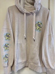 American Eagle Grateful Dead Hoodie Women's XL Beige Dancing Bears Oversized - Picture 1 of 6