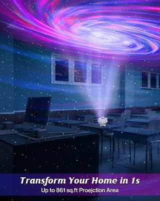 Galaxy Projector Starry Sky Night Light Ocean Wave BT Speaker LED Lamp w/ Remote - Image 1 of 4