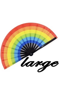 NEW Rainbow Large Folding Hand Rave Fan for Women/Men Chinease/Japanese Bamboo - Picture 1 of 7