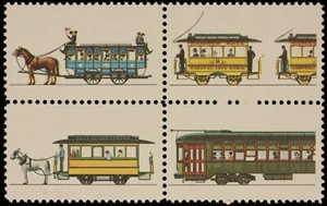 1983 US Scott# 2062b Block of Four Black Omitted - Streetcars - MNH - Picture 1 of 1