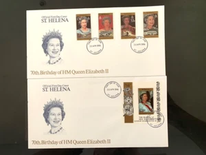 ST HELENA 1995 70th BIRTHDAY QUEEN 4v & 1v M/S FIRST DAY COVERS x 2 SG716/MS20 - Picture 1 of 1