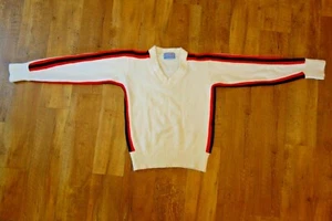 Vintage Logan Knitting Mill Cheerleader V-Neck Sweater Small 100% Orlon White - Picture 1 of 4