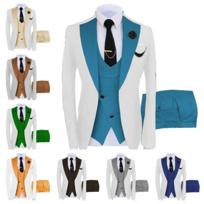Traje de 3 piezas para hombre novio Bestman boda graduación esmoquin blazer + chaleco + pantalones 42r 44r 46r Foto 1 de 4