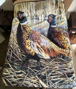 Vintage Bierderlack bunte Fasan Schilf Fleece Decke Überwurf Hautman 64 x 80 - Bild 1 von 6