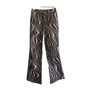Pantalone retrò marrone e nero stampato a vortice gamba svasata taglia small - Foto 1 di 5