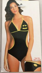 Dc Comics Batman Triangle Monokini Swimsuit Black Yellow Sz Small - Picture 1 of 9