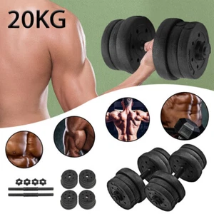 UK 20Kg Dumbells Pair of Gym Weights Barbell/Dumbbell Body Building Free Weight - Picture 1 of 12