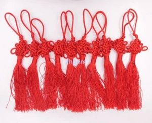 10 PIEZAS Colgante de borla nudo chino rojo auspicioso nudo chino 7" Lucky Feng Shui - Imagen 1 de 3