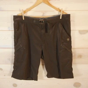 Mountain Hardwear Mens Size 38 Hiking Shorts Belted Nylon Brown Zip Pockets - Picture 1 of 15