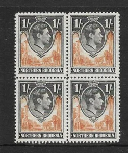 N.RHODESIA, 1938 KGVI 1/- SG 40 MNH BLOCK 4, CAT £20. - Picture 1 of 1