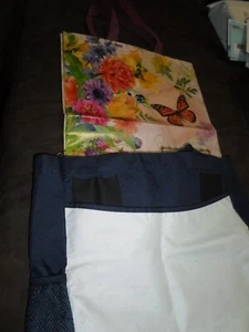 Shopping bag-blue,white with key holder,Nylon and vinyl inside-expandable snap - Picture 1 of 3
