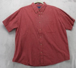 Chesterfield Button Up Shirt Men's 2XL Red with Blue White Plaid 100% Cotton - Picture 1 of 14