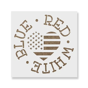 Red White And Blue American Flag Heart Stencil - Picture 1 of 5