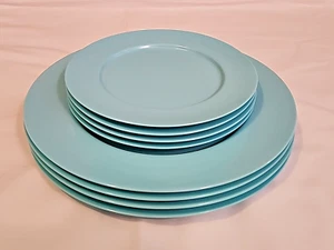 Set of 8 BODUM Teal Melamine Dinner & Salad Plates - Picture 1 of 9