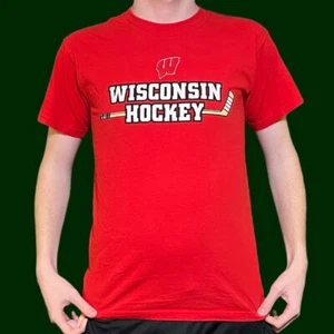 University of Wisconsin Hockey Crewneck Mens T Shirt size Small UW Badgers NCAA - Picture 1 of 5
