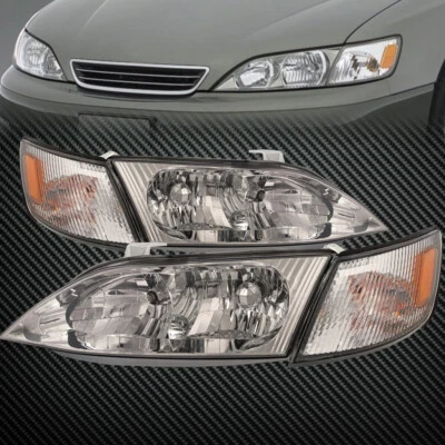 Headlights 4Pc Set Chrome Housing w/Performance Lens Fits 1997-2001 Lexus ES300 - Image 1 of 4