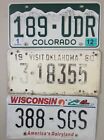 3 licence/number plates American/USA COLORADO OKLAHOMA WISCONSIN LOT MY4