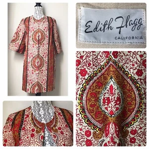 Edith Flagg California Topper Open Duster Jacket Coat Pockets Boho M L Vtg - Picture 1 of 12