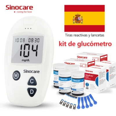 SINOCARE Medidor de glucosa en sangre Safe-ACCU con 100 tiras reactivas