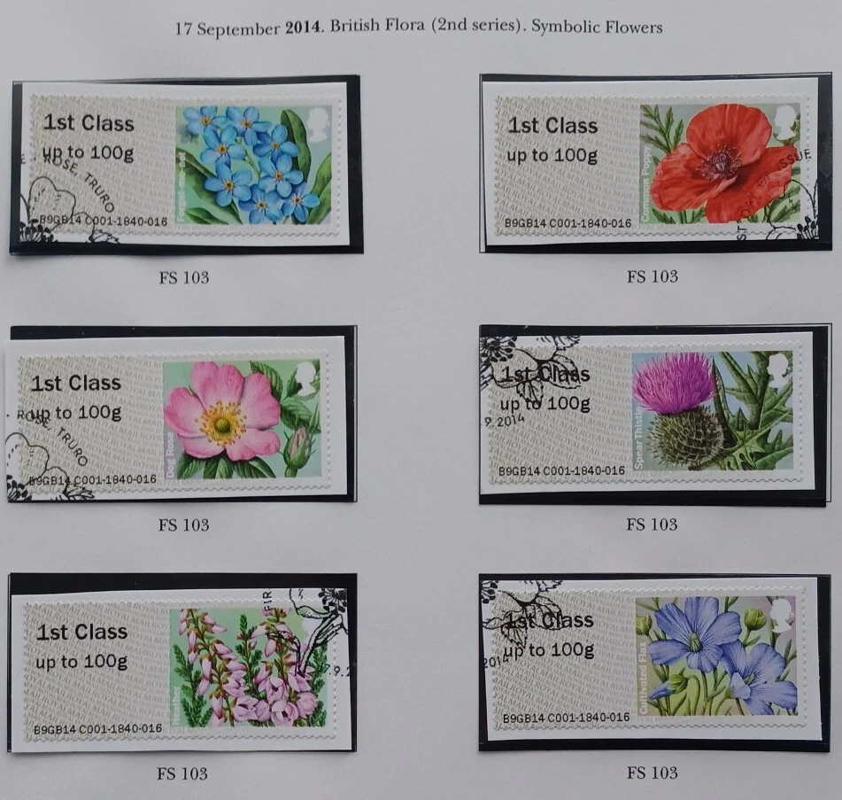 GB QEII 2014 - Post & Go Sg FS103 British Flora Full Set of 6 - Fine Used Stamps - Image 1 of 1