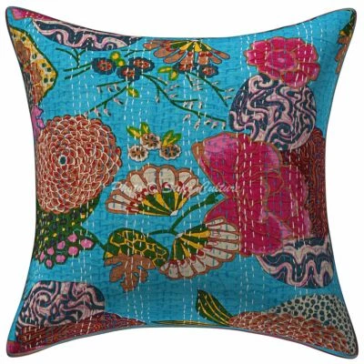 Indian Cushion Cover Pillow Case Kantha Fruit Traditional Throw Decor Art Yoga - Image 1 of 4