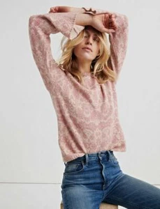 Neu mit Etikett Lucky Brand Damen Damast Pullover Sweater_ Größe: M Farbe: Pink Multi - Bild 1 von 4