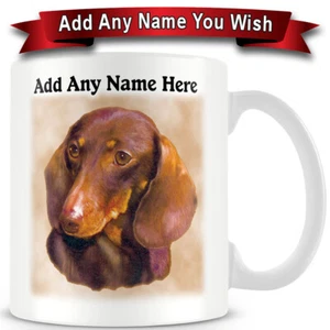 Dachshund (Tan) Ceramic Coffee Mug - can be Personalised with any name - Picture 1 of 7