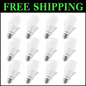 Versatile Dimmable A19 LED Light Bulbs - 1600 Lumens, Energy Savings, 12 Count - Picture 1 of 9