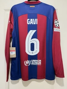 Gavi #6 Men’s LARGE Nike FC Barcelona Home Champions League Jersey - Picture 1 of 16