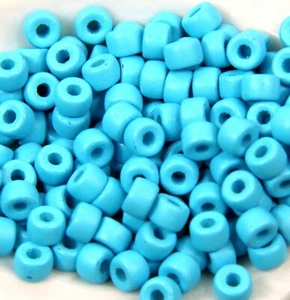  Pony, Roller Beads, 6mm, 2mm Hole, Light Blue w/Matte Finish, 50 Pcs, 132 - Picture 1 of 3