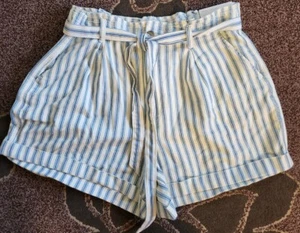 American Eagle NWT Highest Rise Pleated Paper Bag Tie Waist Cuffed Shorts SZ 18 - Picture 1 of 4