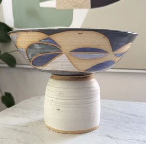 VINTAGE KERAMIK STUDIO FUSS STEINZEUG SCHALE ABSTRAKTES DESIGN MEHRFARBIG. - Bild 1 von 18