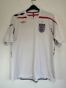 Maglia Umbro Inghilterra Calcio Home 2007-2009 Uomo UK Taglia XL Bianca - Foto 1 di 8