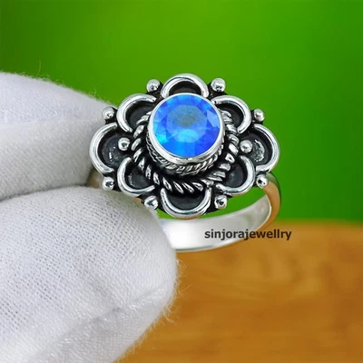 Anello regalo fatto a mano in argento sterling 925 con pietra preziosa topazi... - Immagine 1 di 4