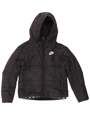 NIKE Womens Hooded Padded Jacket UK 14 Medium Black Polyester QJ05 - Image 1 of 4