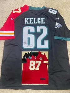 Jason & Travis Kelce Dual Signed Autograph Eagles Chiefs SB LVII Jersey PSA/DNA - Picture 1 of 5