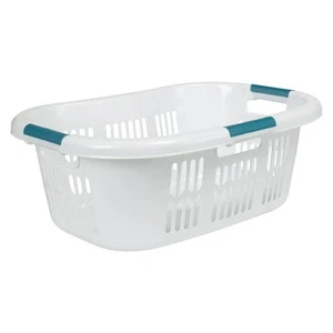Rubbermaid Hip Hugger Laundry Basket FG299787WHT 3 Handle 1.5 Bushel White - Picture 1 of 7