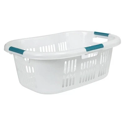 Rubbermaid Hip Hugger Laundry Basket FG299787WHT 3 Handle 1.5 Bushel White - Image 1 of 4