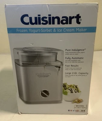 Cuisinart ICE-30BCP1 Máquina de Helados y Yogur Congelado 2-Qt Plateado ¡Nuevo!! Foto 1 de 4