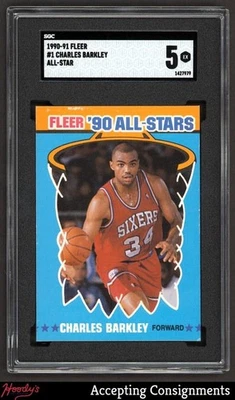 Fleer All-Stars #1 1990-91 Charles Barkley SGC 5 EX 76ERS Foto 1 de 2