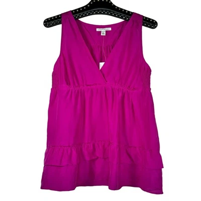 Top Banana Republic Rosa Seda Volantes Sobrepelliz Escote XS NUEVO CON ETIQUETAS Foto 1 de 4