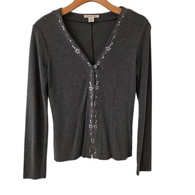 Vintage Casual Corner Cardigan Floral Embroidered Trim Women’s Size XS Feminine - Image 1 of 4