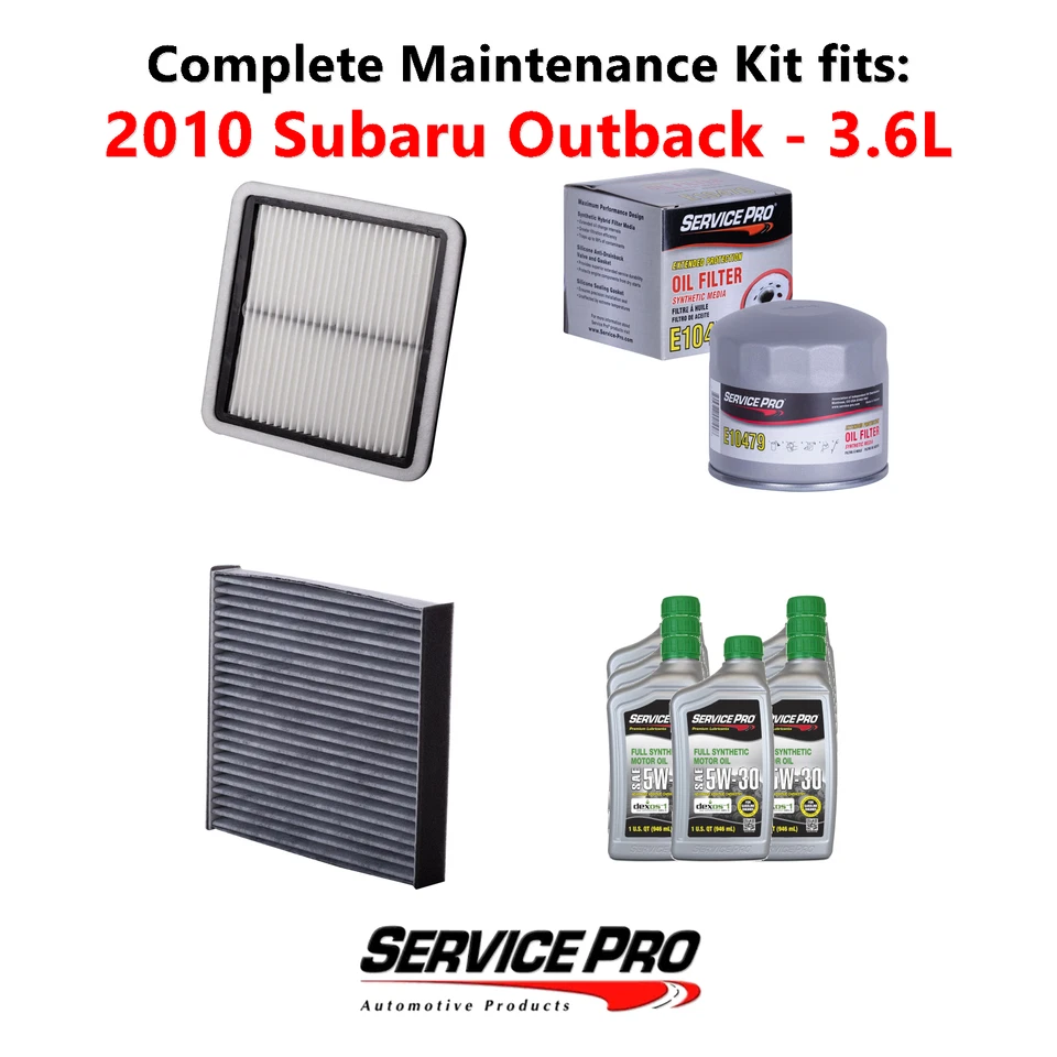 2010 Subaru Outback 3.6L Complete Cabin, Air & Oil Filter Kit (5W-30) - Image 1 of 4